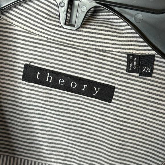 Theory Men's Quiet Luxury Office Work Striped 100% Cotton Button Down Shirt XXL - Picture 10 of 10